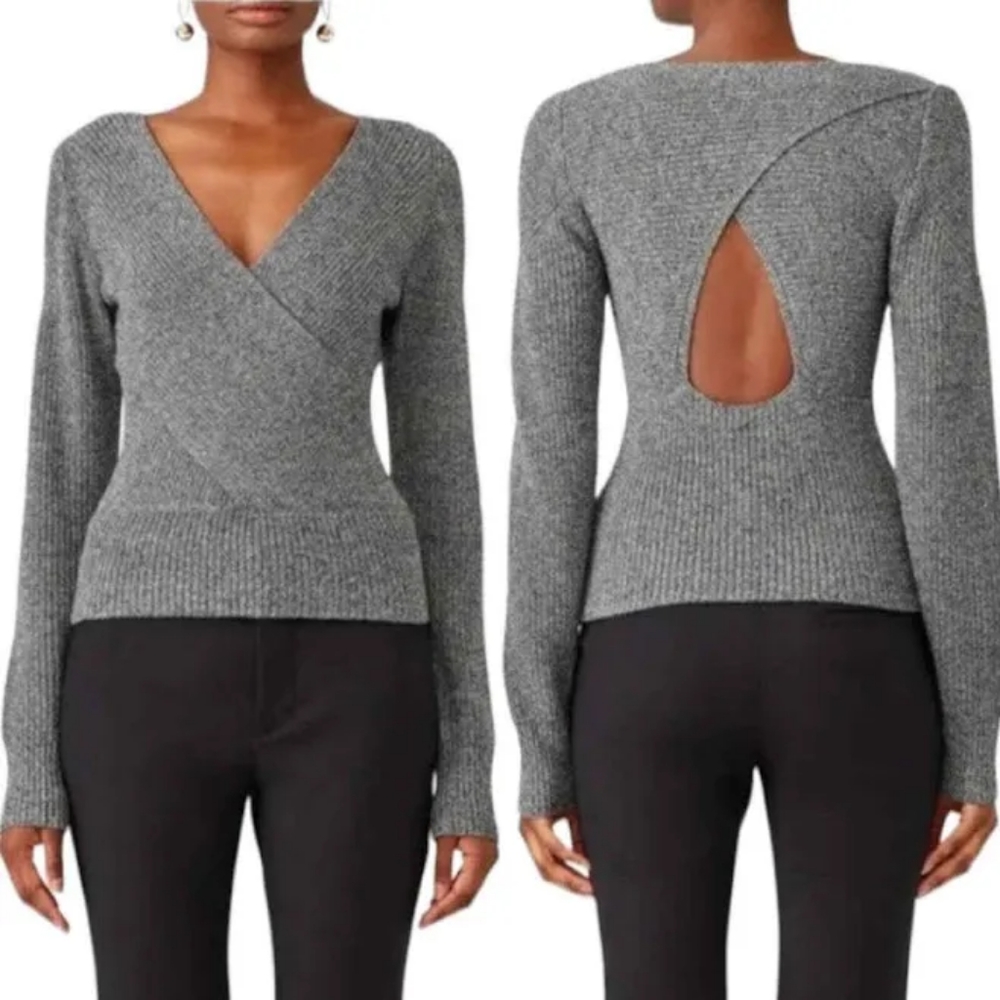 TOME NYC Merino Wool Crossover Knit Sweater